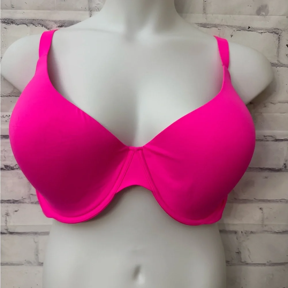 Skims 44DDDD‎ Bra Seamless T Shirt Underwire Neon Hot Pink Lined Convertible